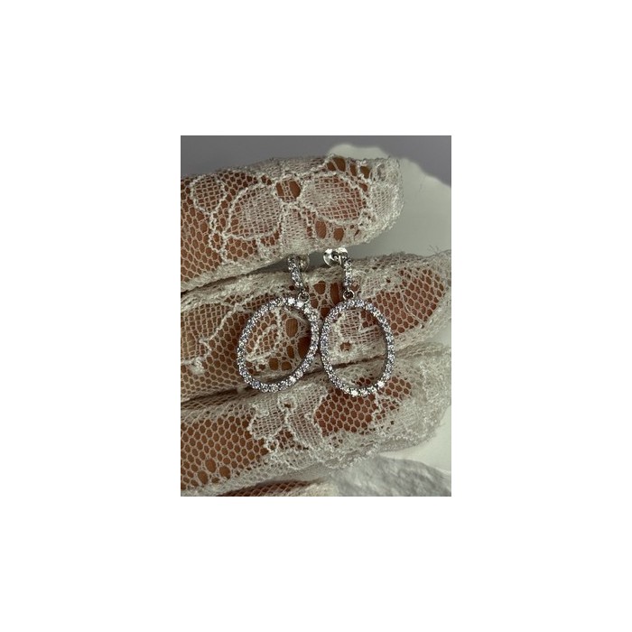 925 Sterling Silver Elegant CZ Earrings Length 1 Inch