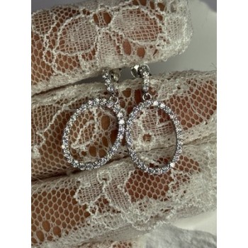 925 Sterling Silver Elegant CZ Earrings Length 1 Inch