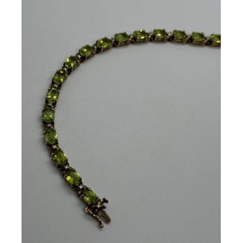 925 STERLING SILVER  GOLD PLATED PERIDOT & DIAMONDS BRACELET