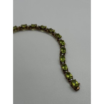925 STERLING SILVER  GOLD PLATED PERIDOT & DIAMONDS BRACELET