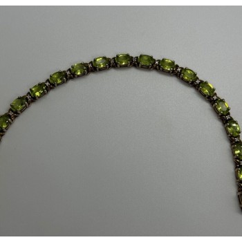 925 STERLING SILVER  GOLD PLATED PERIDOT & DIAMONDS BRACELET