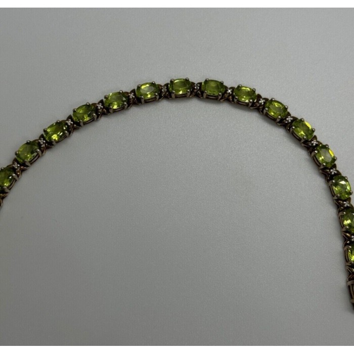 925 STERLING SILVER  GOLD PLATED PERIDOT & DIAMONDS BRACELET