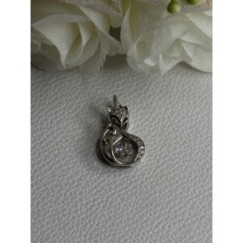 925 Sterling Silver Lovely Moving Fox CZ Pendant Length 0.90 Inch