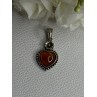 925 Sterling Silver Amber Heart & Flower Pendant Length 1.15 Inch
