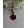 925 Sterling Silver Amber Heart & Flower Pendant Length 1.15 Inch