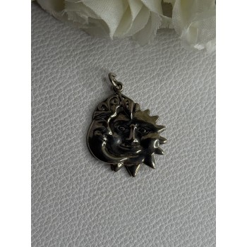 Vintage 925 Sterling Silver Moon & Sun Pendant Length 1.20 Inch