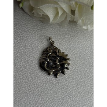 Vintage 925 Sterling Silver Moon & Sun Pendant Length 1.20 Inch