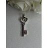 925 Sterling Silver Pink Topaz Key Heart Pendant Length 1.60 Inch