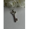 925 Sterling Silver Pink Topaz Key Heart Pendant Length 1.60 Inch