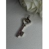 925 Sterling Silver Pink Topaz Key Heart Pendant Length 1.60 Inch