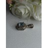 925 Sterling Silver Blue Topaz Pendant Length 1 Inch