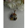 925 Sterling Silver Multi Color Jade Pendant Length 1.20 Inch