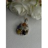 925 Sterling Silver Multi Color Jade Pendant Length 1.20 Inch