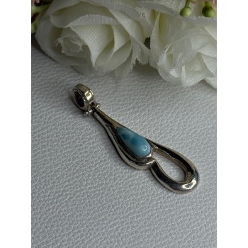925 Sterling Silver Larimar Pendant Length 1.90 Inch