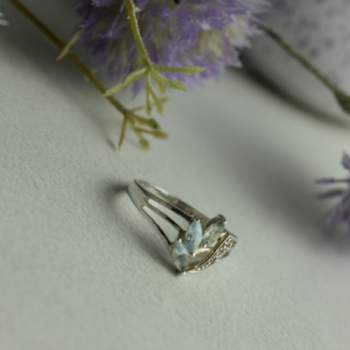 925 Sterling Silver Topaz Ring Size 10