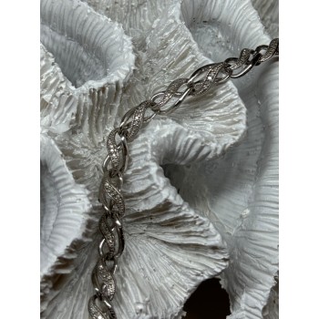 925 Sterling Silver Bracelet Diamonds Length 7.5