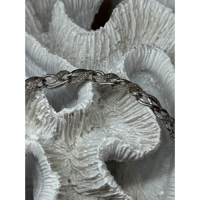 925 Sterling Silver Bracelet Diamonds Length 7.5