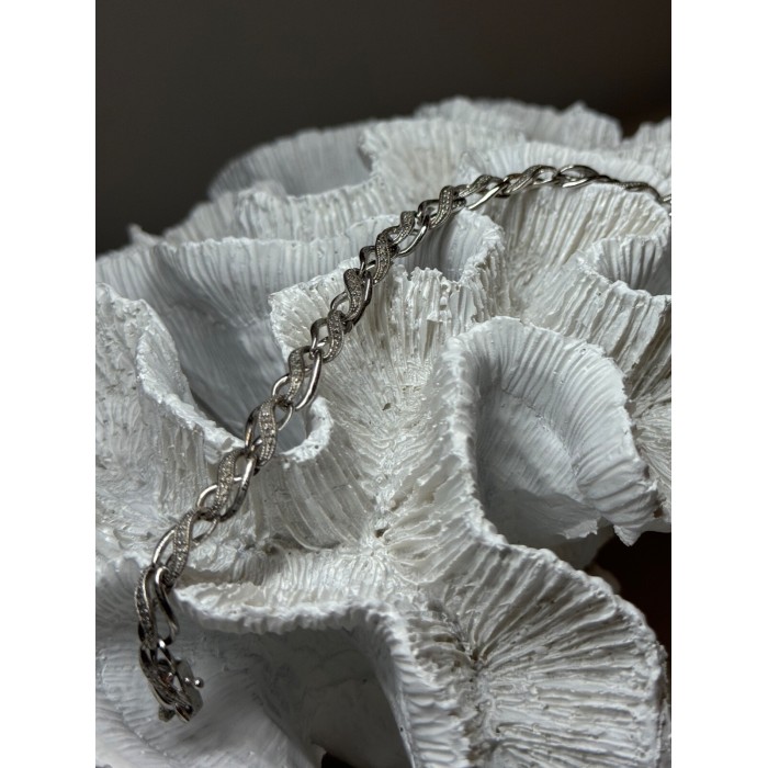925 Sterling Silver Bracelet Diamonds Length 7.5