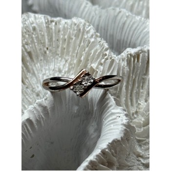 925 Sterling Silver Gold Plated Part White Sapphire Ring Size 6