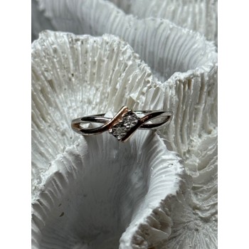 925 Sterling Silver Gold Plated Part White Sapphire Ring Size 6