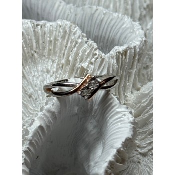 925 Sterling Silver Gold Plated Part White Sapphire Ring Size 6