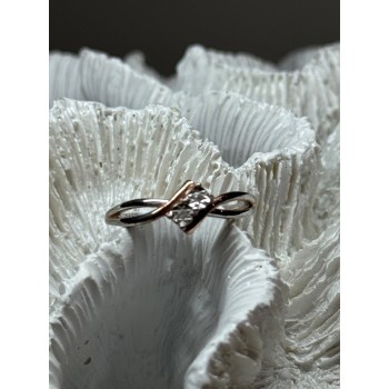 925 Sterling Silver Gold Plated Part White Sapphire Ring Size 6