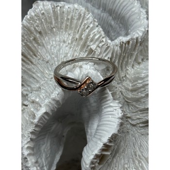 925 Sterling Silver Gold Plated Part White Sapphire Ring Size 6