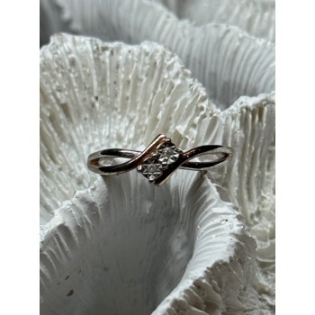 925 Sterling Silver Gold Plated Part White Sapphire Ring Size 6