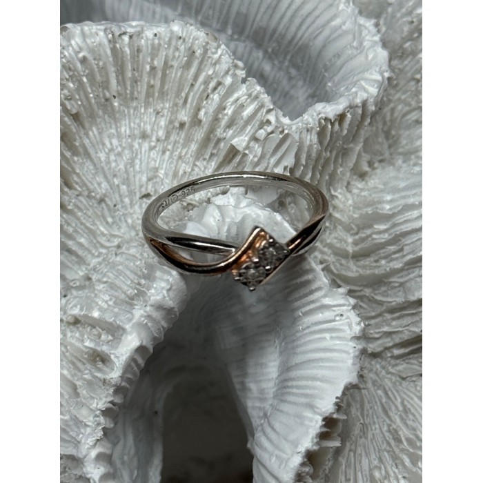 925 Sterling Silver Gold Plated Part White Sapphire Ring Size 6