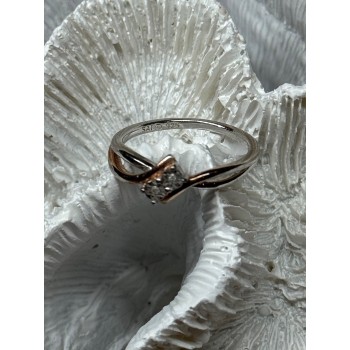 925 Sterling Silver Gold Plated Part White Sapphire Ring Size 6