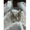 INTERWOVEN 925 STERLING SILVER WHITE TOPAZ EARRINGS LENGTH 0.6 in