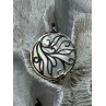 925 Sterling Silver Abalone & Marcasite Pendant Length 1.4 In