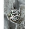 925 Sterling Silver Abalone & Marcasite Pendant Length 1.4 In