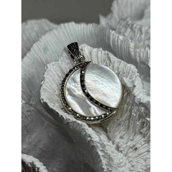 925 Sterling Silver Abalone Pendant Length 1.4 In