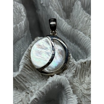 925 Sterling Silver Abalone Pendant Length 1.4 In