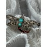 925 STERLING SILVER DRAGONFLY BROOCH TURQUOISE & GARNET LENGTH 1.7 in