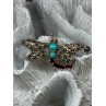 925 STERLING SILVER DRAGONFLY BROOCH TURQUOISE & GARNET LENGTH 1.7 in