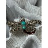 925 STERLING SILVER DRAGONFLY BROOCH TURQUOISE & GARNET LENGTH 1.7 in