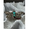 925 STERLING SILVER DRAGONFLY BROOCH TURQUOISE & GARNET LENGTH 1.7 in