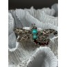 925 STERLING SILVER DRAGONFLY BROOCH TURQUOISE & GARNET LENGTH 1.7 in