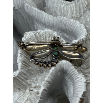 925 STERLING SILVER DRAGONFLY BROOCH TURQUOISE & GARNET LENGTH 1.7 in