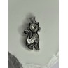 925 Sterling Silver Cat CZ Pendant Length 1.3 Inch