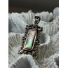 925 Sterling Silver Abalone Pendant Length 1.6 In