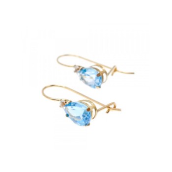 10K YELLOW GOLD TOPAZ & DIAMONDS EARRINGS