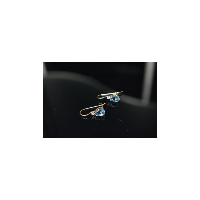 10K YELLOW GOLD TOPAZ & DIAMONDS EARRINGS