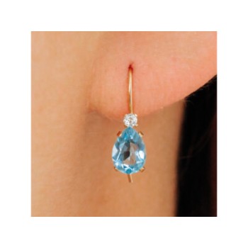 10K YELLOW GOLD TOPAZ & DIAMONDS EARRINGS