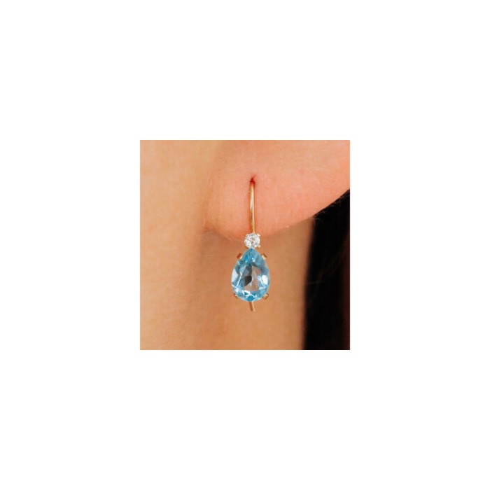 10K YELLOW GOLD TOPAZ & DIAMONDS EARRINGS