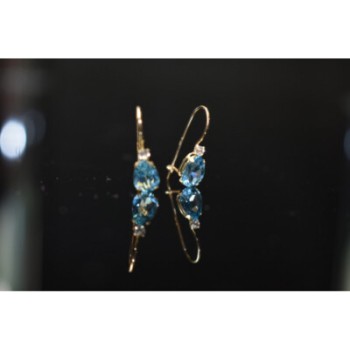 10K YELLOW GOLD TOPAZ & DIAMONDS EARRINGS