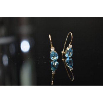 10K YELLOW GOLD TOPAZ & DIAMONDS EARRINGS