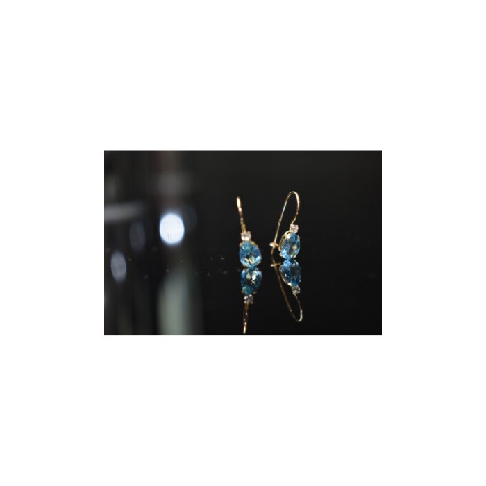 10K YELLOW GOLD TOPAZ & DIAMONDS EARRINGS